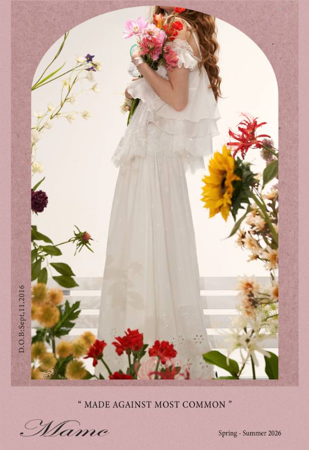 White Lace Ruffle Cami & Eyelet Maxi Skirt Set  WE991