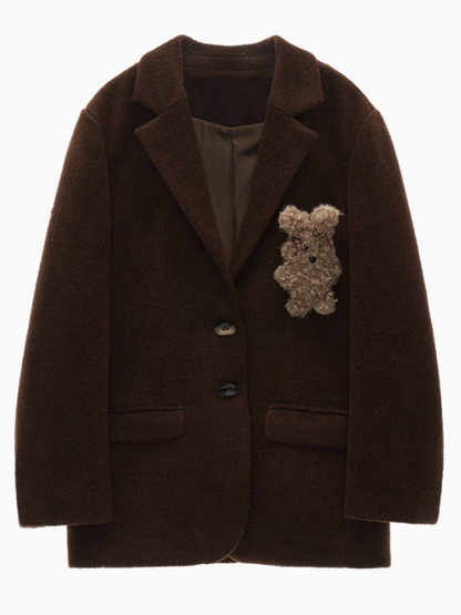 MAMC - Brown Wool Blend Bunny Detail Blazer