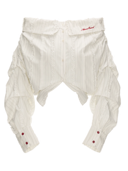 MAMC - White Striped Layered V-Neck Shirt