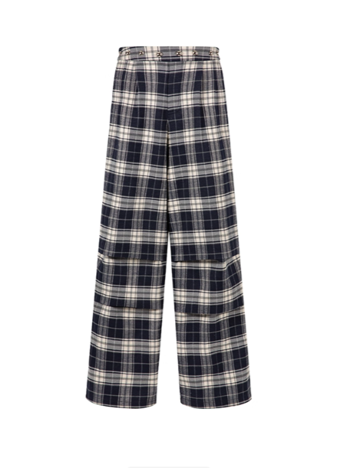 PCH - Black & White Plaid Wide-Leg Pants