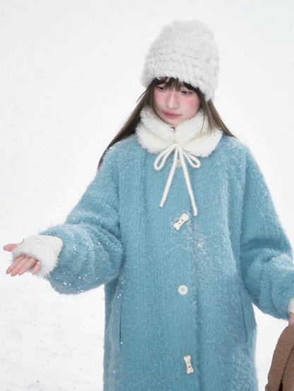 Frosted Blue Contrast-Fur Quilted Wool Coat BH2024456