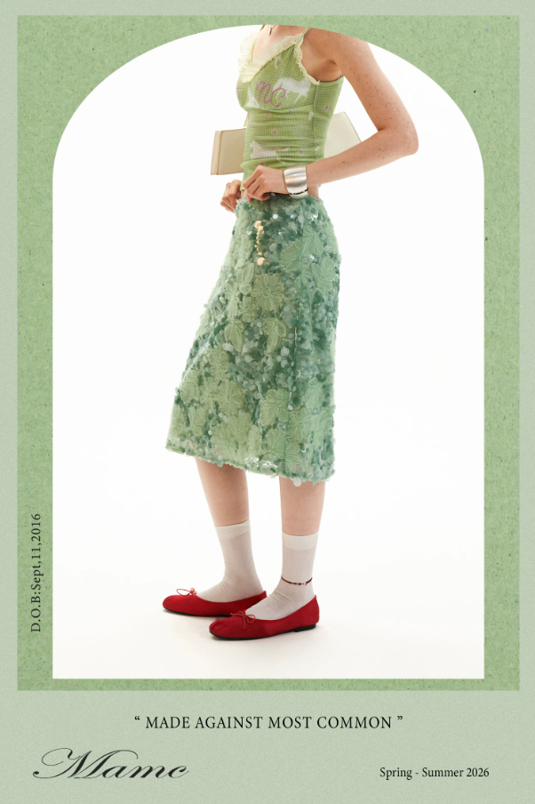 Mint Sequin Embroidered Midi Skirt