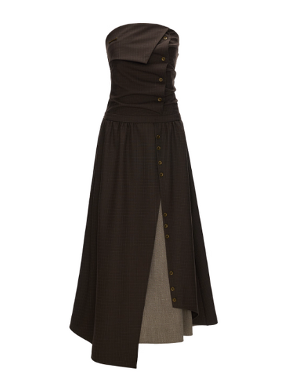 MAMC - Dark Academia Layered Strapless Midi Dress