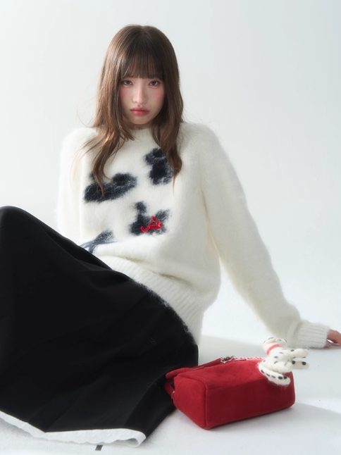 罐头士多所 - "Fuzzy Cat Whimsy" Knit Pullover Sweater LL2025193