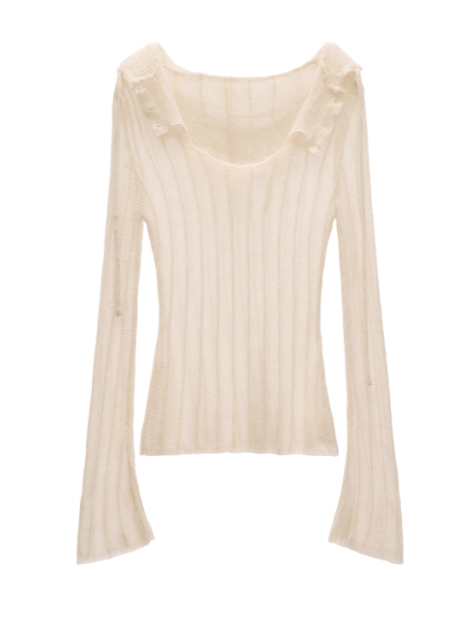 MAMC - Mohair Striped Hooded Sweater WE801