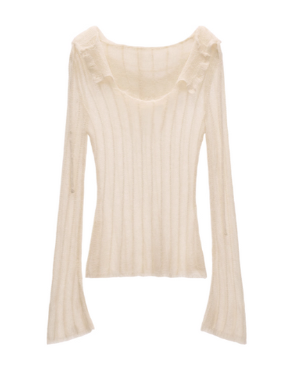 MAMC - Mohair Striped Hooded Sweater WE801