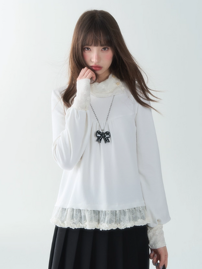 罐头士多所 - Ivory Cloud Lace Blouse