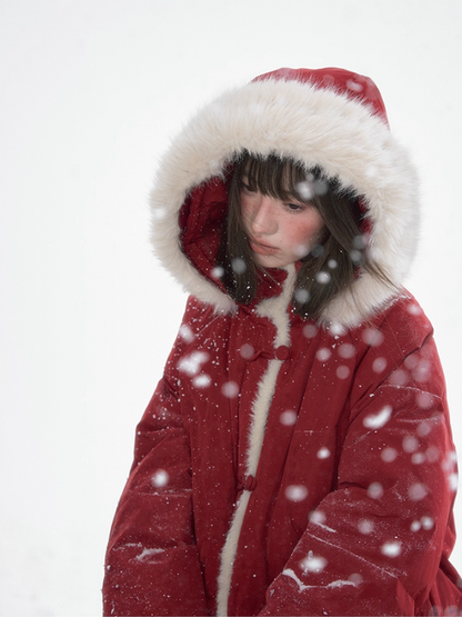 罐头士多所 Christmas Red Hooded Down Jacket
