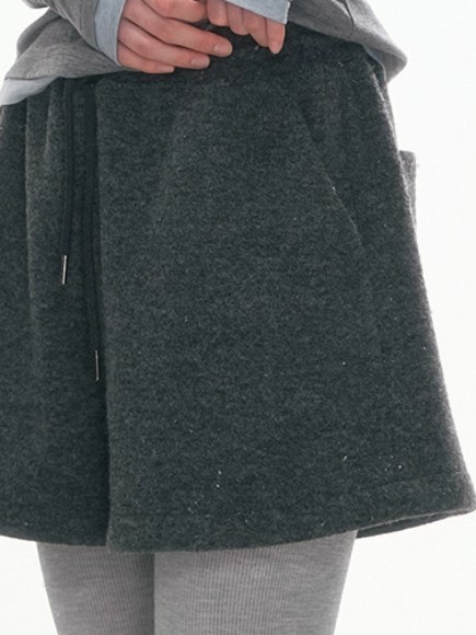 “Gray Fluffy Lazy Cloud” Wool-Blend High-Waist Shorts WW2025451