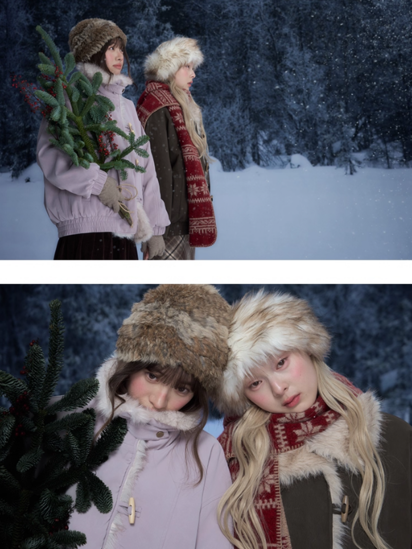 “Caramel Taro Mousse” Faux-Fur PU Leather Short Jacket WW2025458