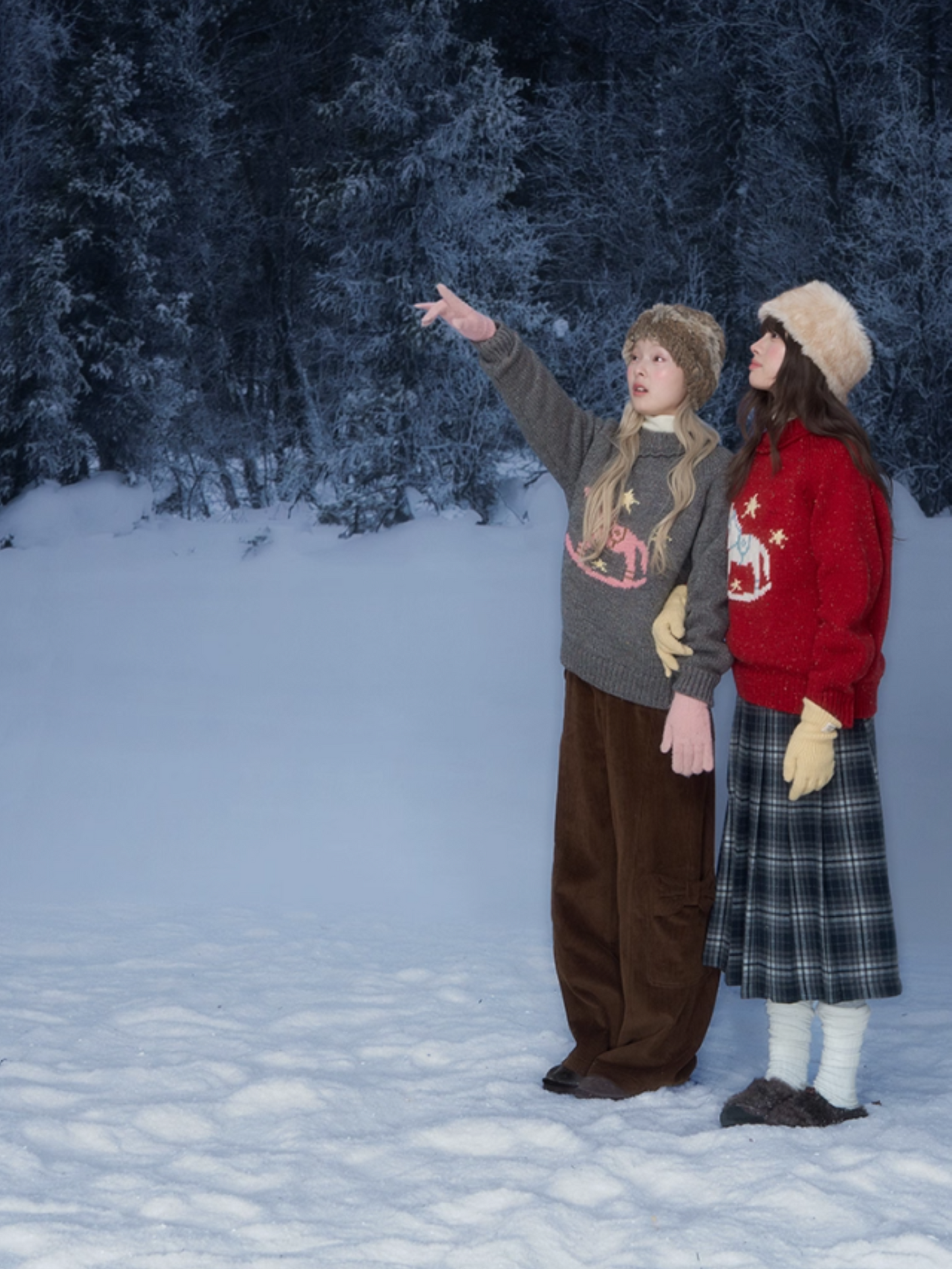 “Christmas Star Rocking Pony” Cozy Wool-Blend Knit Sweater WW2025470
