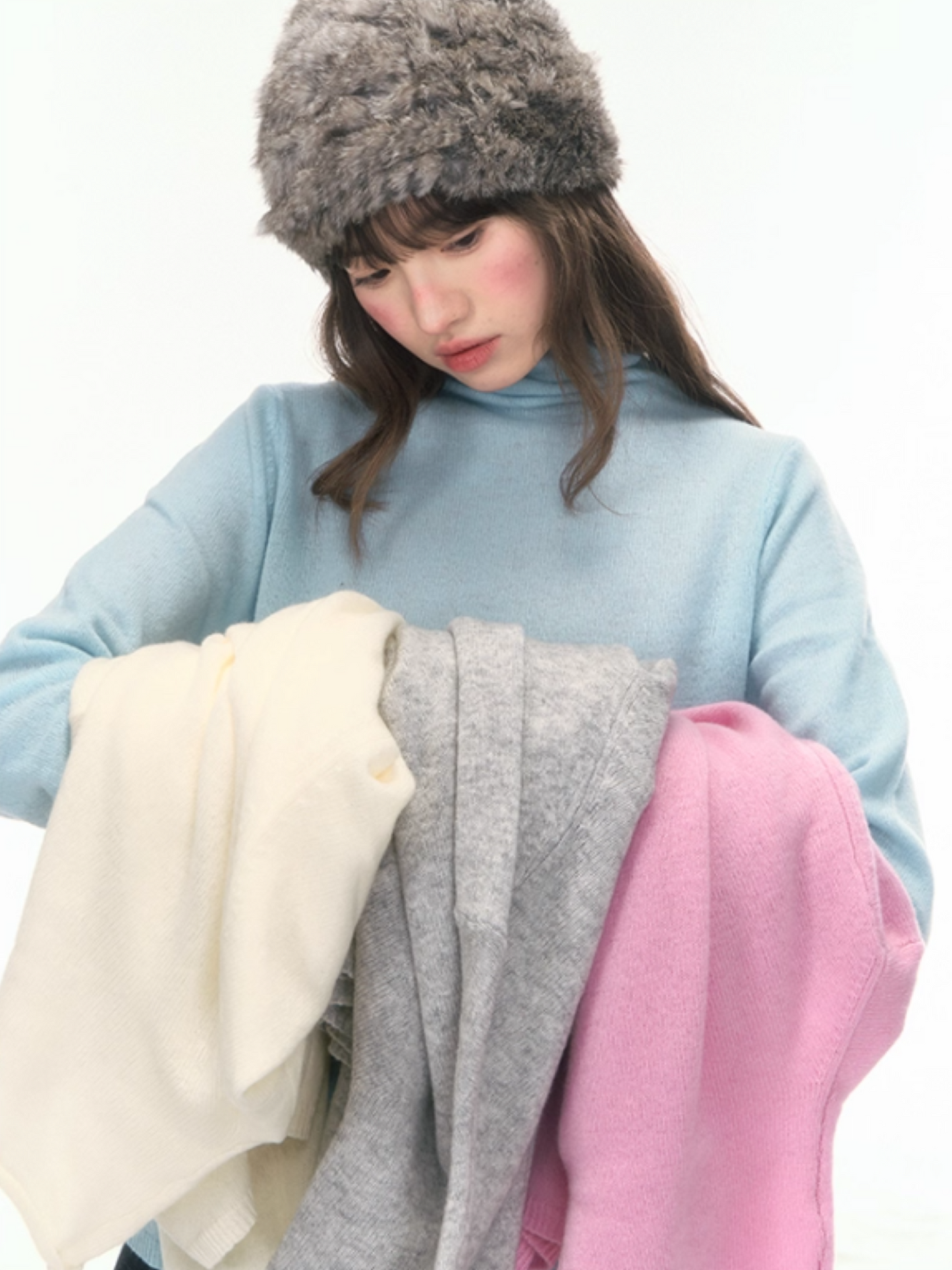 “Nordic Weave” Multicolor Wool Turtleneck Base Top LL2025479