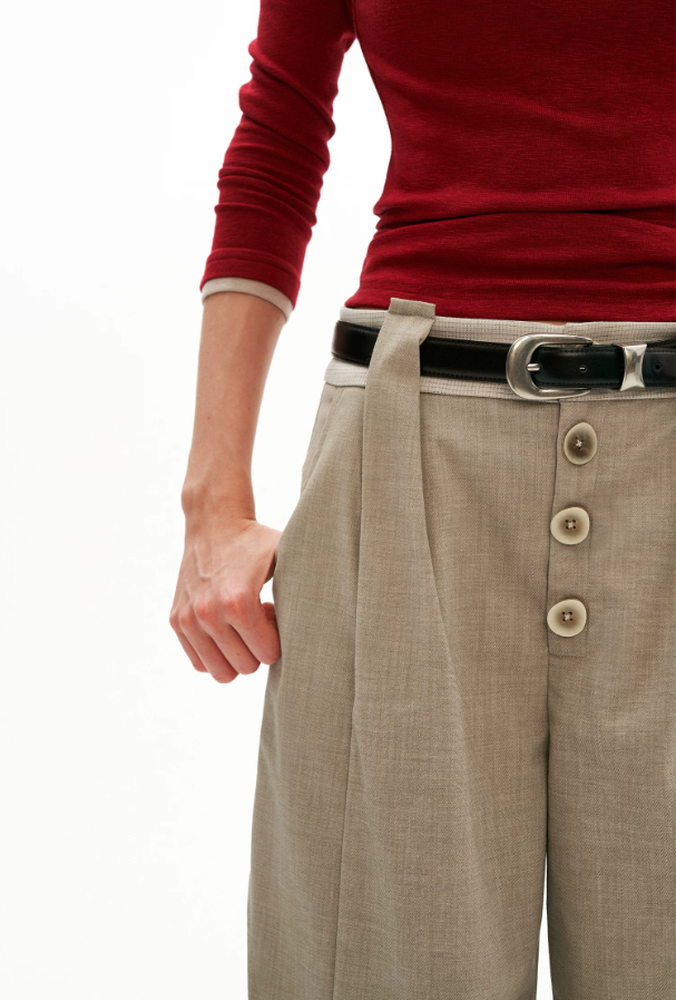 MAMC - Sculpted Linen-Blend Straight-Leg Trousers (Gray / Khaki)
