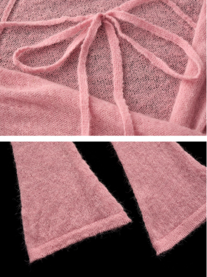 MAMC - Luna Sheer Wrap Knit Top (Ash Pink)