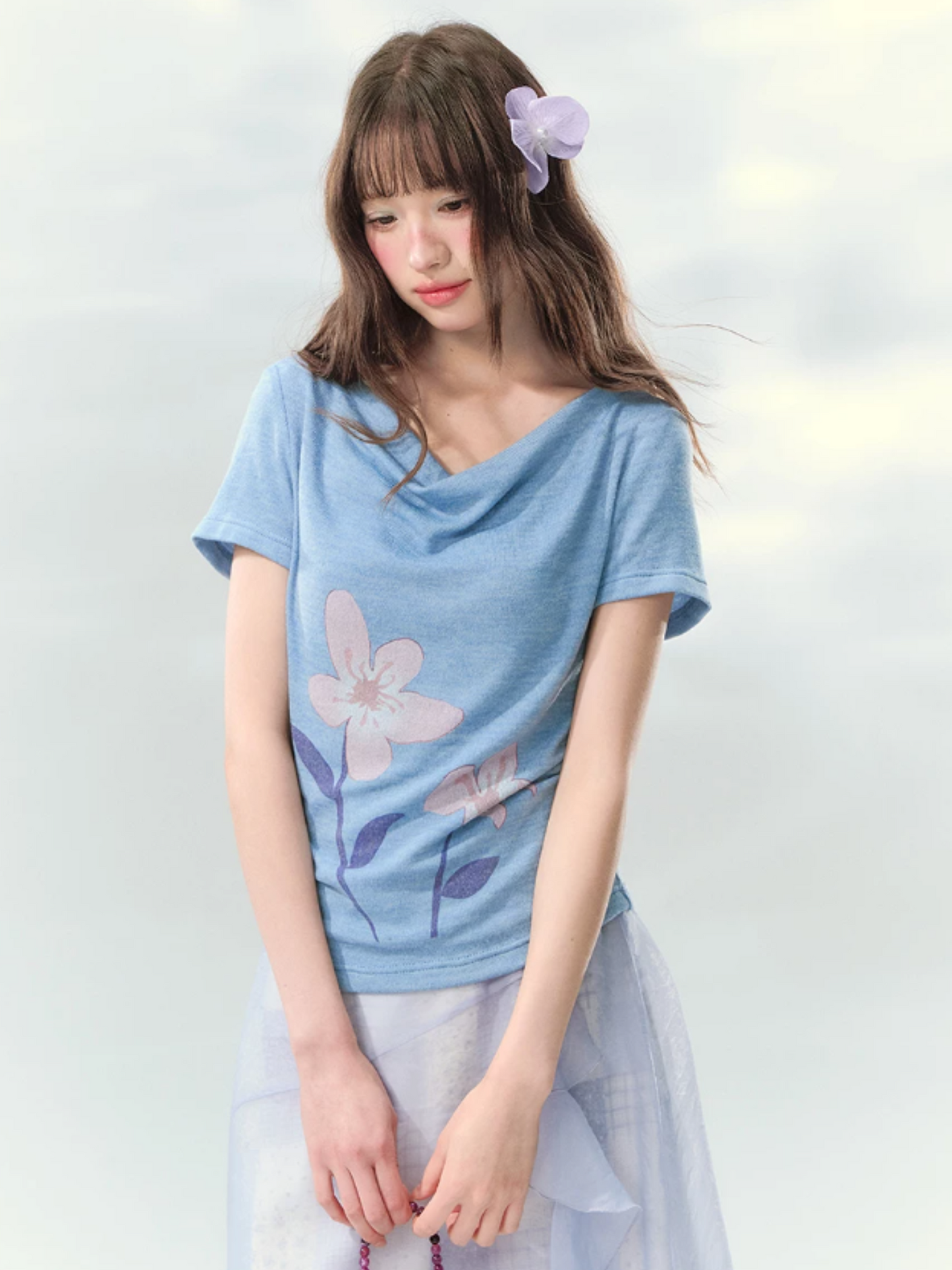 “Blossoms on Mallow” Lavender Patchwork Skirt Set WW2026082