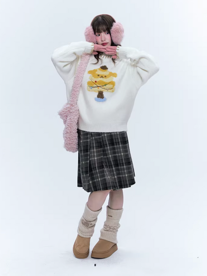 CREAMO2奶油氧气 - Sweet Pudding Puppy Ivory Knit Sweater