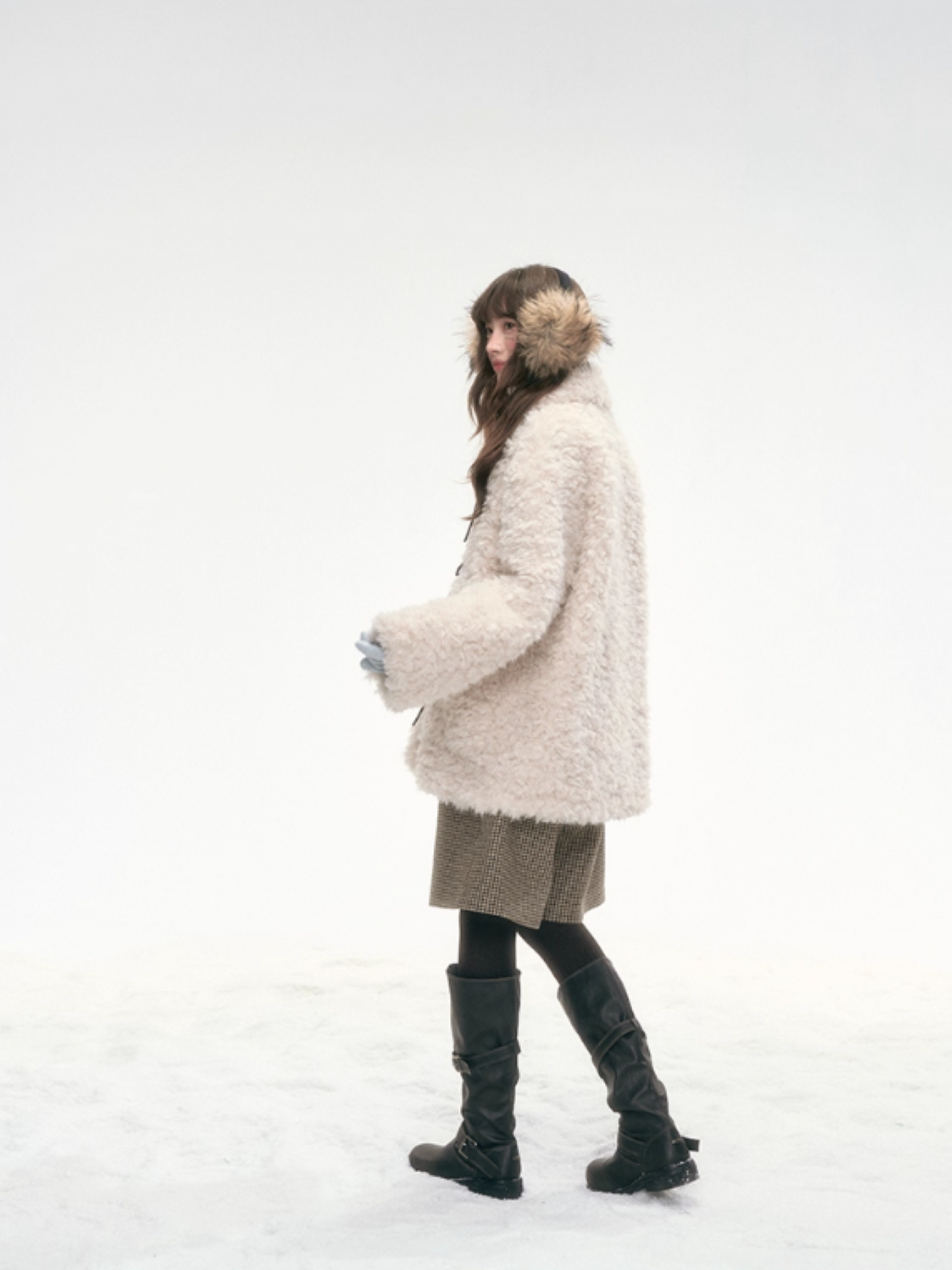"Cocoa Pudding" Oatmeal Plush Bow Coat LL2025307