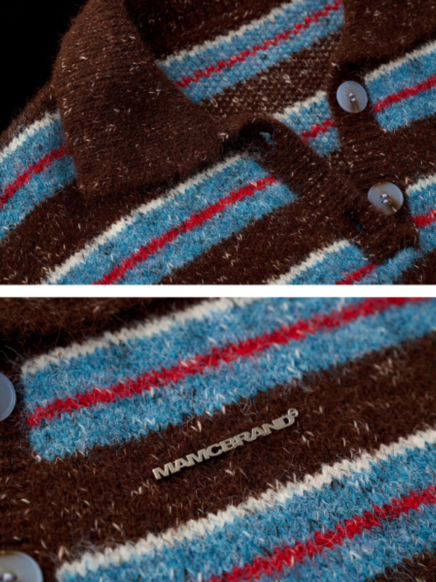 MAMC - Star Stripe Polo Knit Sweater WE768 - BLUE