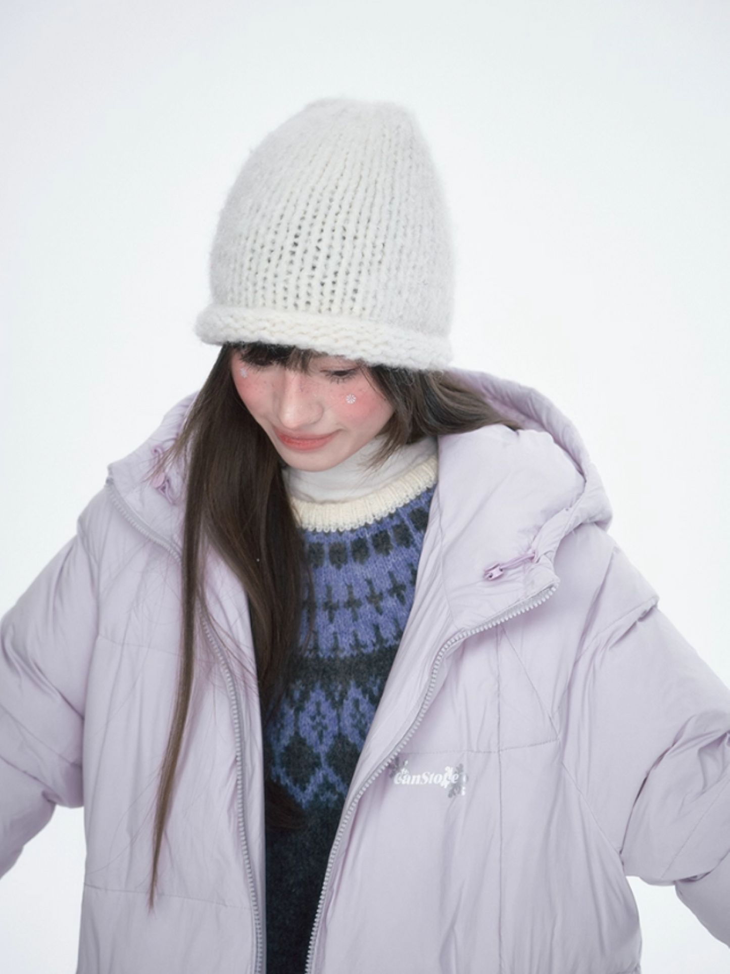 Basic Warm Snowflake Logo Long Down Coat - Purple BH2024470