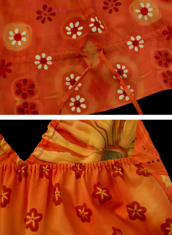Sunset Bloom Halter Drawstring Top