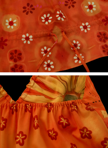 Sunset Bloom Halter Drawstring Top