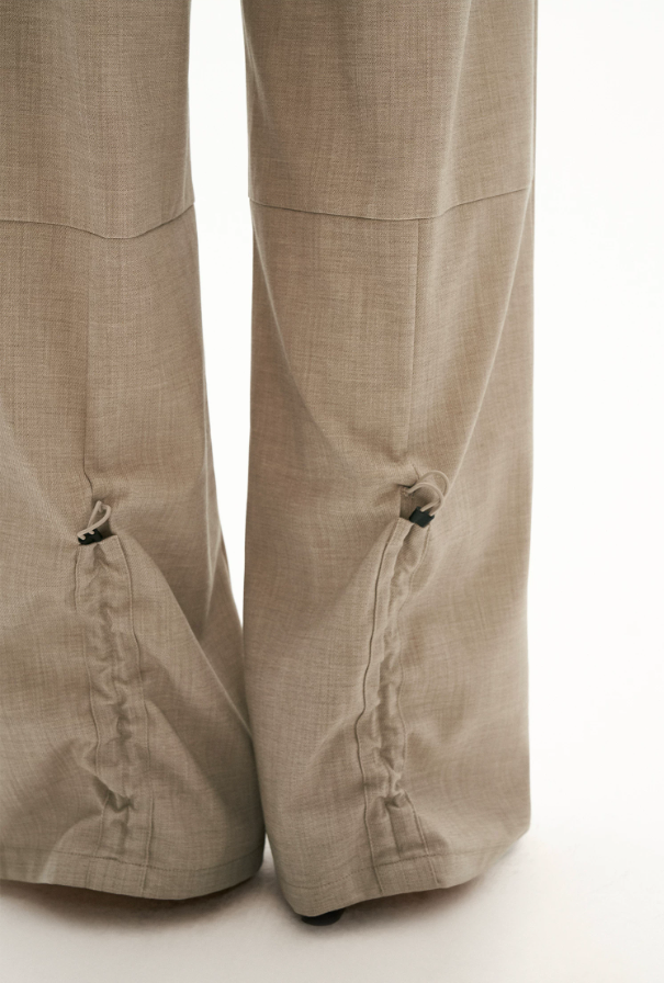 MAMC - Sculpted Linen-Blend Straight-Leg Trousers (Gray / Khaki)