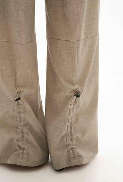 MAMC - Sculpted Linen-Blend Straight-Leg Trousers (Gray / Khaki)