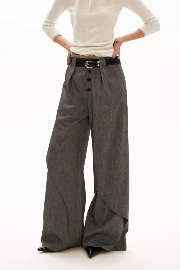 MAMC - Sculpted Linen-Blend Straight-Leg Trousers (Gray / Khaki)