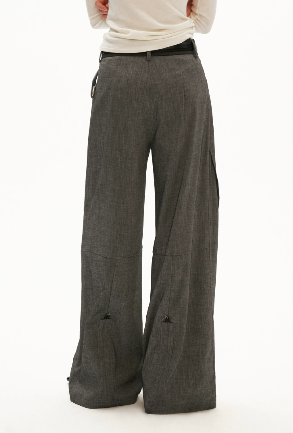 MAMC - Sculpted Linen-Blend Straight-Leg Trousers (Gray / Khaki)