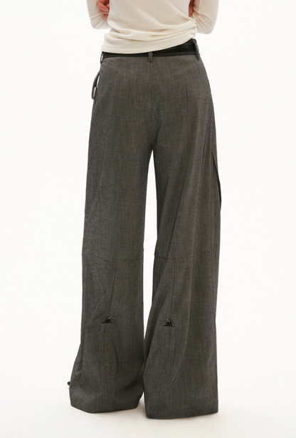 MAMC - Sculpted Linen-Blend Straight-Leg Trousers (Gray / Khaki)