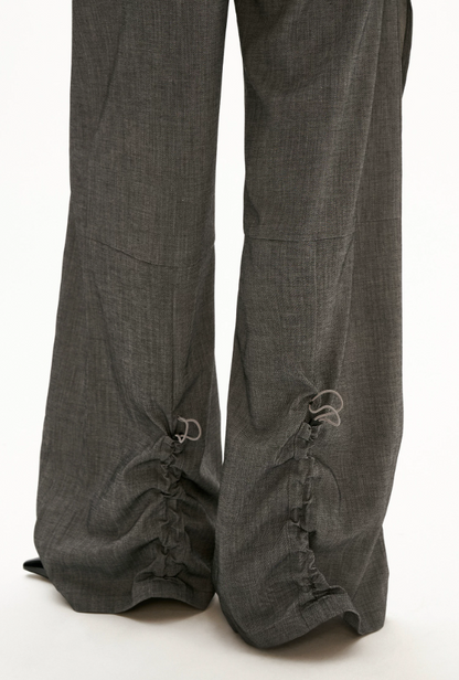 MAMC - Sculpted Linen-Blend Straight-Leg Trousers (Gray / Khaki)