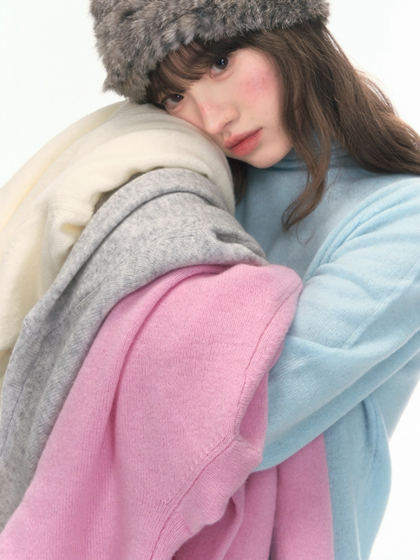 “Nordic Weave” Multicolor Wool Turtleneck Base Top LL2025479