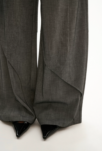 MAMC - Sculpted Linen-Blend Straight-Leg Trousers (Gray / Khaki)