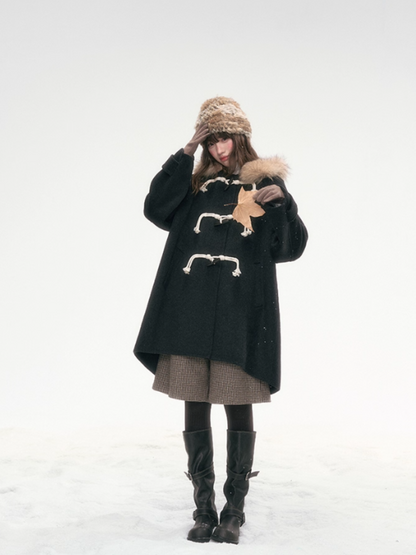 "Tundra Whispers" Wool Coat – Black LL2025319