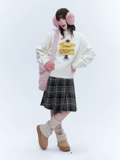 CREAMO2奶油氧气 - Sweet Pudding Puppy Ivory Knit Sweater