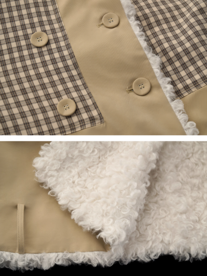 MAMC - Cozy Khaki Plaid-Patch Collar Jacket WE860