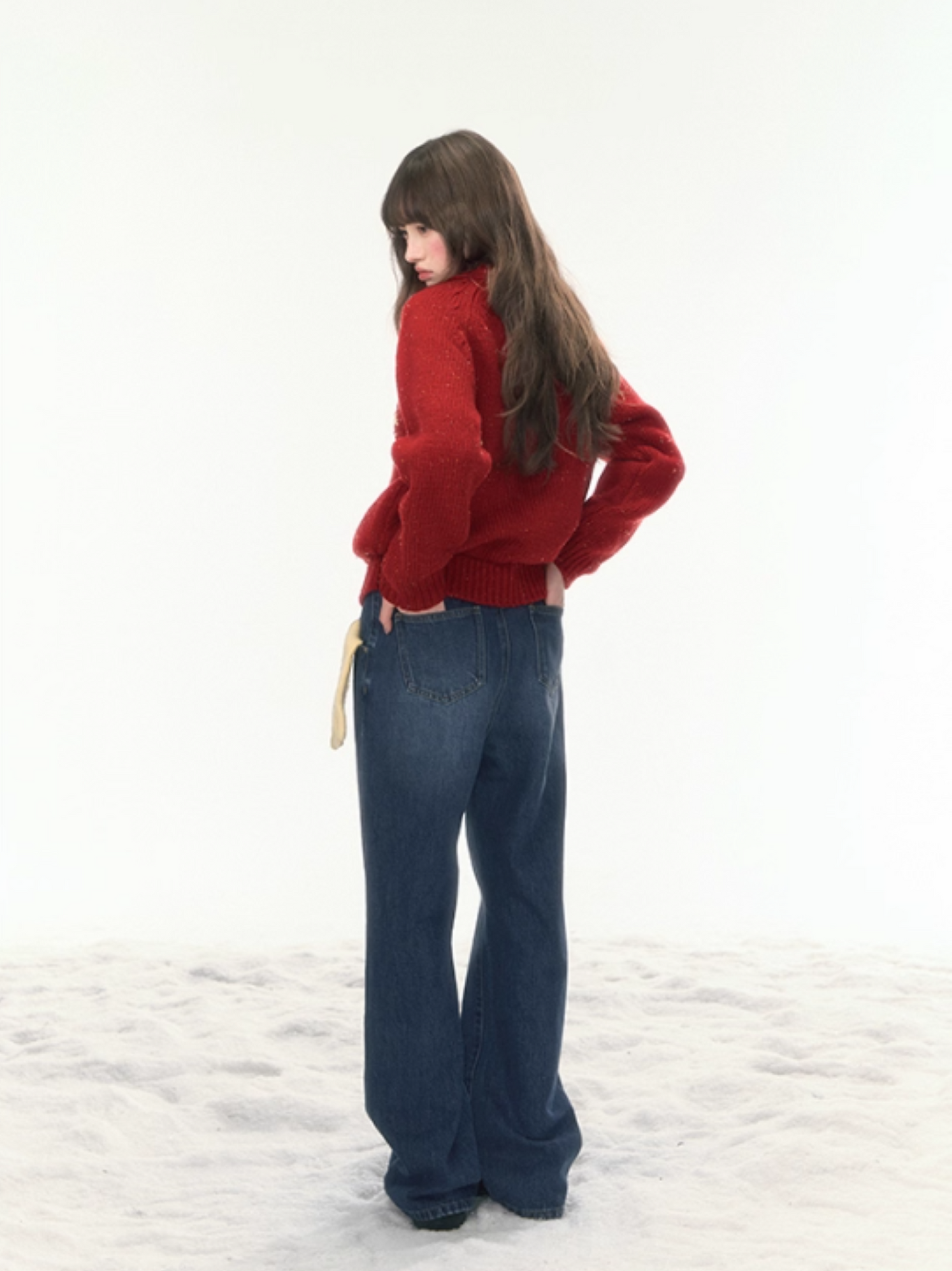 “Christmas Star Rocking Pony” Cozy Wool-Blend Knit Sweater WW2025470