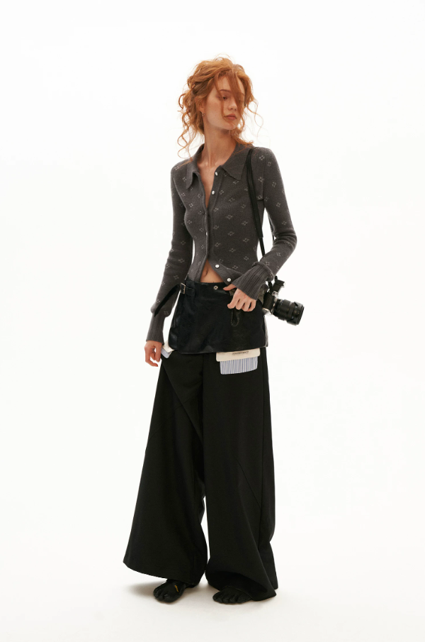 MAMC - Black Sleek Edge Wide-Leg Trousers