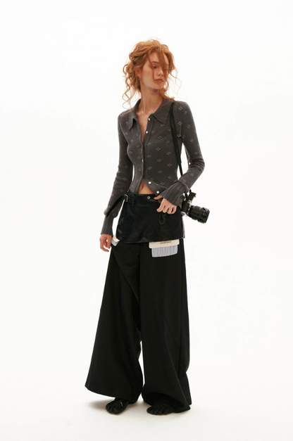 MAMC - Black Sleek Edge Wide-Leg Trousers