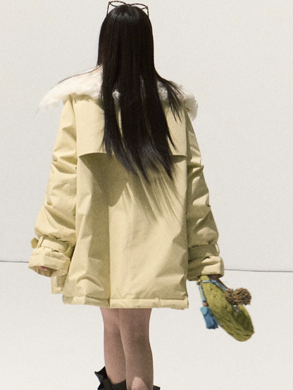 OAKMOO/ Morning Mist Butter Down Parka with Wool Collar