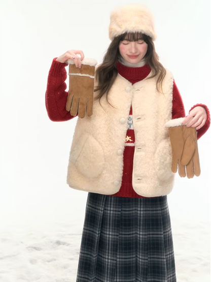 "Wild Caramel" Khaki Reversible Sherpa Vest LL2025477