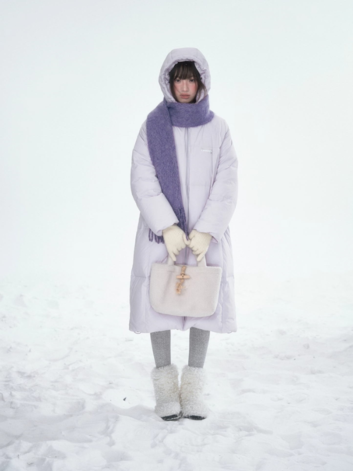 Basic Warm Snowflake Logo Long Down Coat - Purple BH2024470
