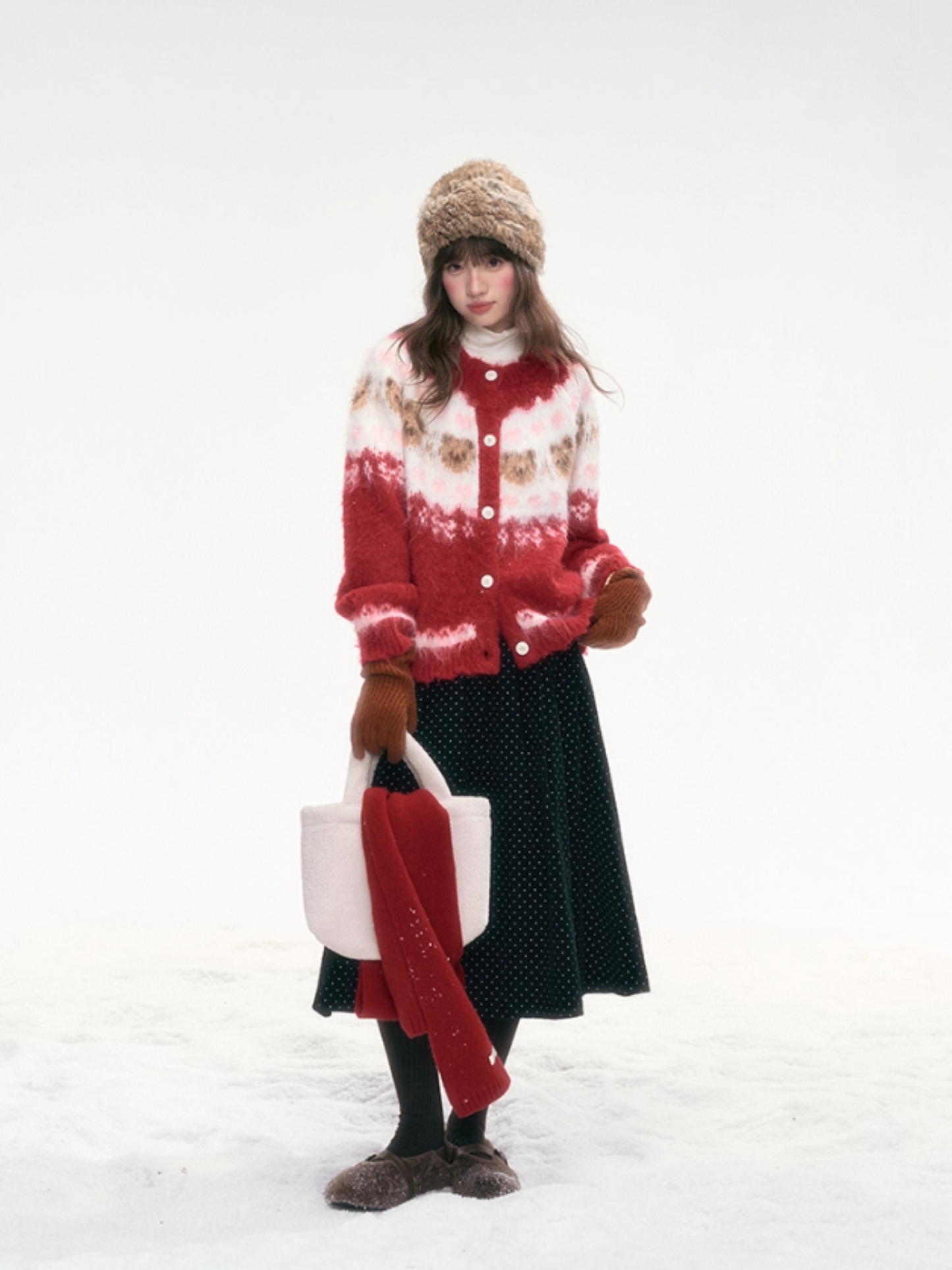 “Christmas Dawn” Retro Heart Bear Knit Sweater PP2025219