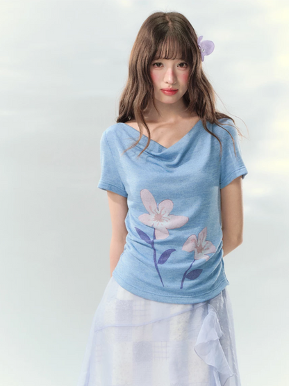 “Blossoms on Mallow” Lavender Patchwork Skirt Set WW2026082