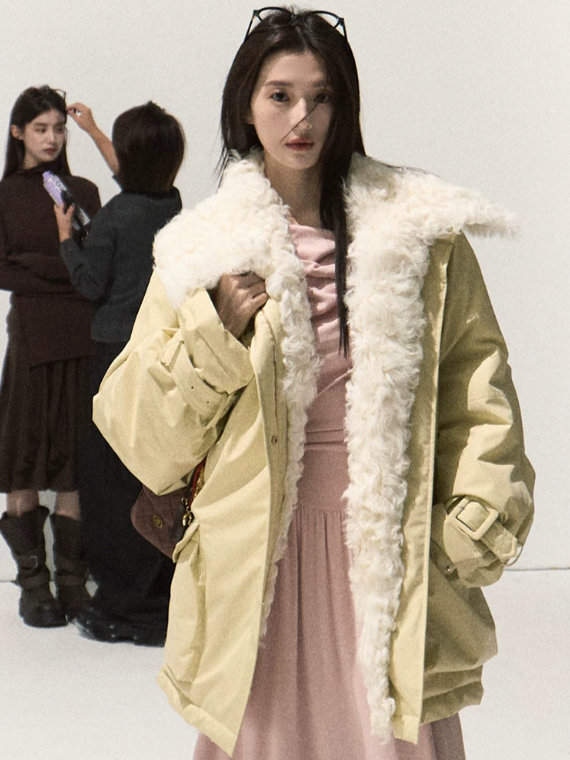 OAKMOO/ Morning Mist Butter Down Parka with Wool Collar