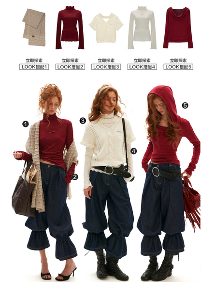 MAMC - Retro Balloon-Leg Tencel Blue Jeans