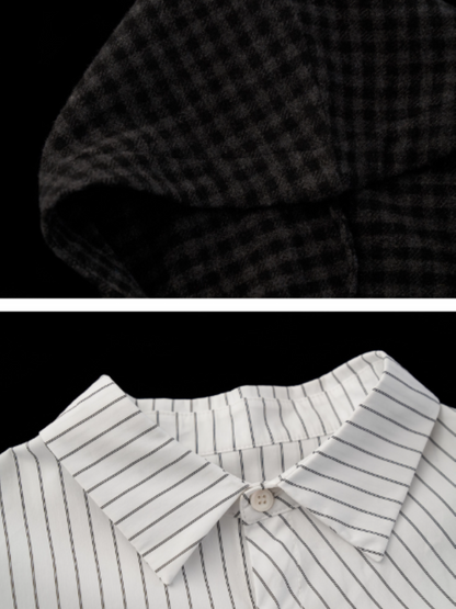 MAMC - Striped Long Sleeve Shirt with Tie (White Stripes)