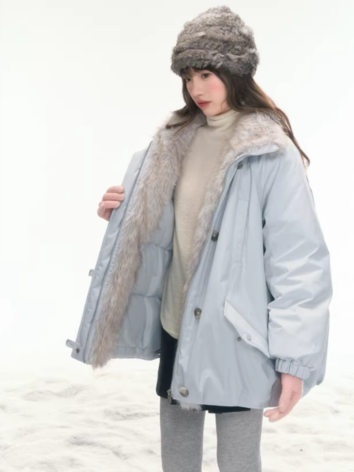 "Soft Sky" Blue Snow Whisper Cocoon Parka Down Jacket LL2025442