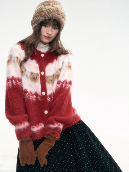 “Christmas Dawn” Retro Heart Bear Knit Sweater PP2025219