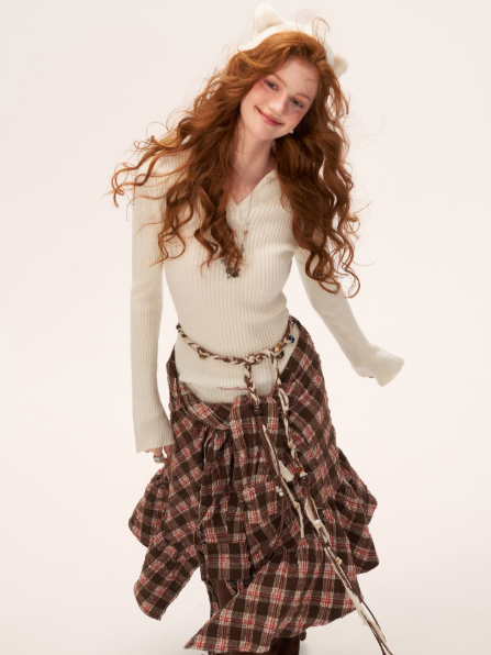 Cute Cat Ear Ribbed Knit Hoodie WE772 (Cream White)